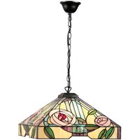 Willow 3 Light Large Ceiling Pendant Dark Bronze, Tiffany Style Glass, E27