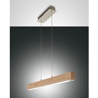 Badia LED Straight Bar Pendant Ceiling Light Oak Glass