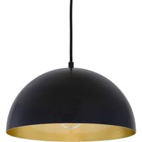 Avon 30cm Dome Pendant, Matt Black, Satin Brass Inner