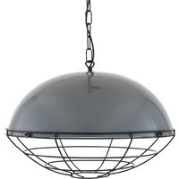 Austin Dome Pendant, Grey & White Inner, Black Cage