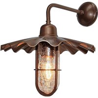 Ardle-A Outdoor Wall Light, Bronze & Antique Brass, Crackled Glass, IP65
