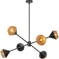 Alora Mood Daphne Multi Arm Pendant Ceiling Light Contemporary Matt Black, Natural 6x E14