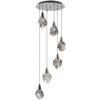 Aquaria 6 Light Cluster Pendant Ceiling Light Chrome, Transparent 3000K 2700Lm