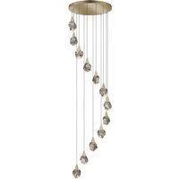 Aquaria 12 Light Cluster Pendant Ceiling Light Matt Gold, Transparent 3000K 5400Lm