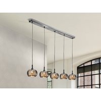 Ari 5 Light Dimmable Crystal Hanging Ceiling Pendant with Remote Control Chrome, Mirror, G9