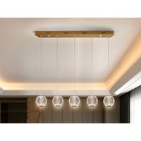 Austral Modern Bar 5 Light LED Hanging Pendant Light, Spherical Carved Crystal Globes, 1264lm, 3200K