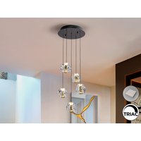 Zaria 5 Light Cluster Pendant Ceiling Light Black, Gold, Clear LED 3000K Dimmable