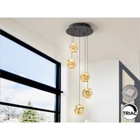 Zaria 5 Light Cluster Pendant Ceiling Light Black, Bronze, Amber LED 3000K Dimmable