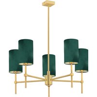 Abruzzo Multi Arm Pendant Ceiling 5 Light Green, Brushed Brass