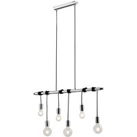 Admiral Bar Cable 6 Light Ceiling Pendant, Chrome, Black, E27