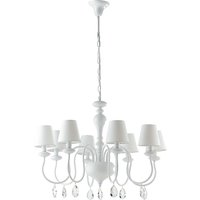 ARTHUR 8 Light Chandeliers with Shades White, Fabric Lampshade 88x60cm