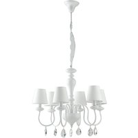 ARTHUR 6 Light Chandeliers with Shades White, Fabric Lampshade 72x58cm