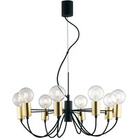 Axon 8 Arm Ceiling Pendant, Black, Gold, E27
