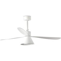 Amelia Large Cone Led White Ceiling Fan, 6 Speed