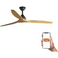 Alo Large 3 Blade Ceiling Fan Matt Black, Wood Tuya Smart System