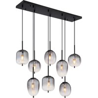 Attila Cluster Pendant Ceiling Light Matt Black Smoke Glass Shade 8x E14