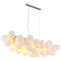 Udo Bar Pendant Ceiling Light Nickel Matt Balls Opal Glass Shade 6x E14