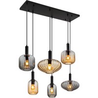 Valletta Cluster Pendant Ceiling Light Matt Black Glass Shade 6x E27