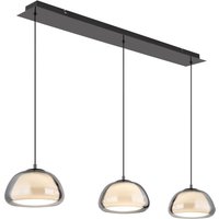 Avila Bar Pendant Ceiling Light Gunmetal Smoke Glass Shade 3x LED Dimmable 2700-6500K Remote Control