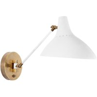Charlton Wall Light White, Wall Light, Antique Brass/White - Andrew Martin