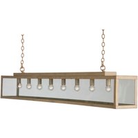 Zenia 8 Light Straight Bar Pendant Ceiling Light Beige Gold