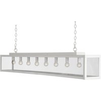 Zenia 8 Light Straight Bar Pendant Ceiling Light White Frosted