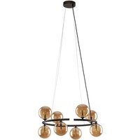 Anabelle Globe Pendant Ceiling Light Brown, Amber Glass 8xG9