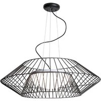 Aigio Ceiling Cage Pendant 3 Light Galss Steel Black