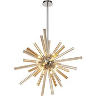 Dansville Ceiling Pendant 16 Light G9, Amber & Champagne, Polished Chrome