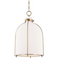 Eldridge Bell Pendant Light, Brass/White - Andrew Martin