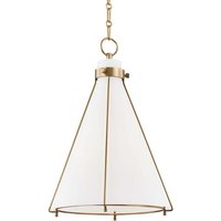 Eldridge Cone Pendant Light, Brass/White - Andrew Martin