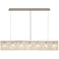 Wethersfield 138x9cm Rectangular Ceiling Pendant Chandelier, 7 Light E14, Polished Chrome, Crystal
