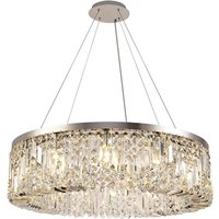 Wethersfield Cylindrical 80cm Ceiling Pendant Chandelier, 12 Light E14, Polished Chrome, Crystal