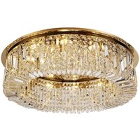 Wethersfield 80cm Round Flush Chandelier, 12 Light E14, Gold, Crystal