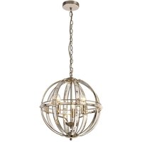 Vestal Large Round Ceiling Pendant, 3 Light E27, Polished Nickel