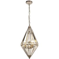 Vestal Diamond Ceiling Pendant, 3 Light E27, Polished Nickel