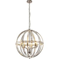 Vestal Large Round Pendant, 6 Light E27, Polished Nickel