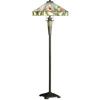 Willow 2 Light Floor Lamp Dark Bronze, Tiffany Style Glass, E27