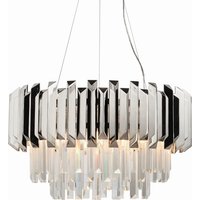 Valetta Pendant Polished Stainless Steel & Crystal (K5) Glass 6 Light Dimmable IP20 - E14