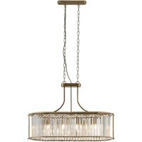 Victoria 5 Light Oval Pendant Antique Brass, Clear Crystal