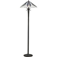 Astoria 2 Light Floor Lamp Black, Tiffany Style Glass, E27