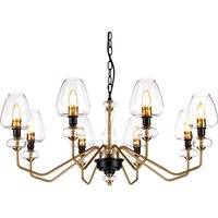 Armand 8 Light Chandelier, Aged Brass, Glass Shade