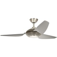 Voya 152cm Ceiling Fan with Dimmable 3000K LED Light, Brushed Stainless Steel, Remote Control