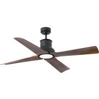 Winche Medium 3 Blade Ceiling Fan Matt Black with Light IP44 3000K Wiz Smart System