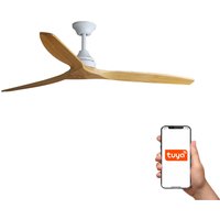 Alo Large 3 Blade Ceiling Fan Matt White, Wood Tuya Smart System