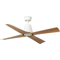 Typhoon Medium 3 Blade Ceiling Fan Matt White, Wood IP44 Wiz Smart System