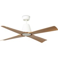 Typhoon Medium 3 Blade Ceiling Fan Matt White, Wood with Light IP44 3000K Wiz Smart System