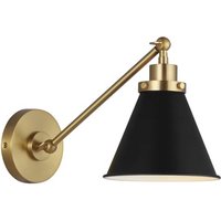 Wellfleet Wall Light Black & Brass, Light, Midnight Black & Burnished Brass - Andrew Martin