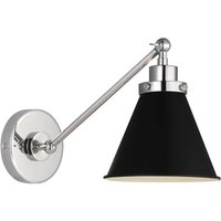 Wellfleet Wall Light Black & Nickel, Light, Midnight Black & Polished Nickel - Andrew Martin