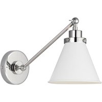Wellfleet Wall Light White & Nickel, Light, Matte White & Polished Nickel - Andrew Martin
